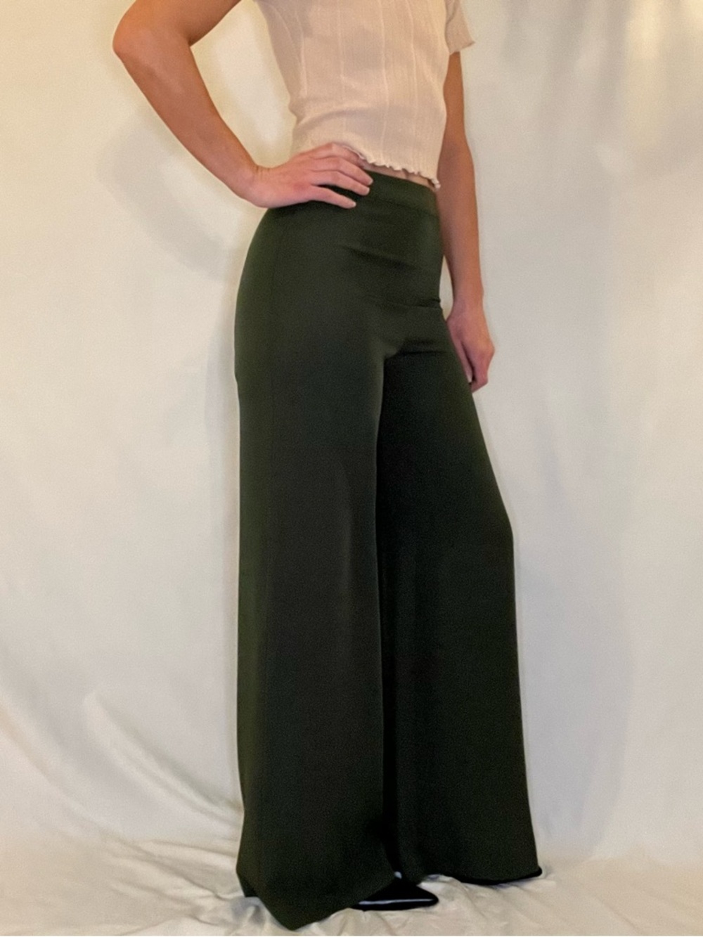 Forever 21 High Rise Wide Leg Flat Front Trouser Dress Pants Women's Small - Picture 7 of 10